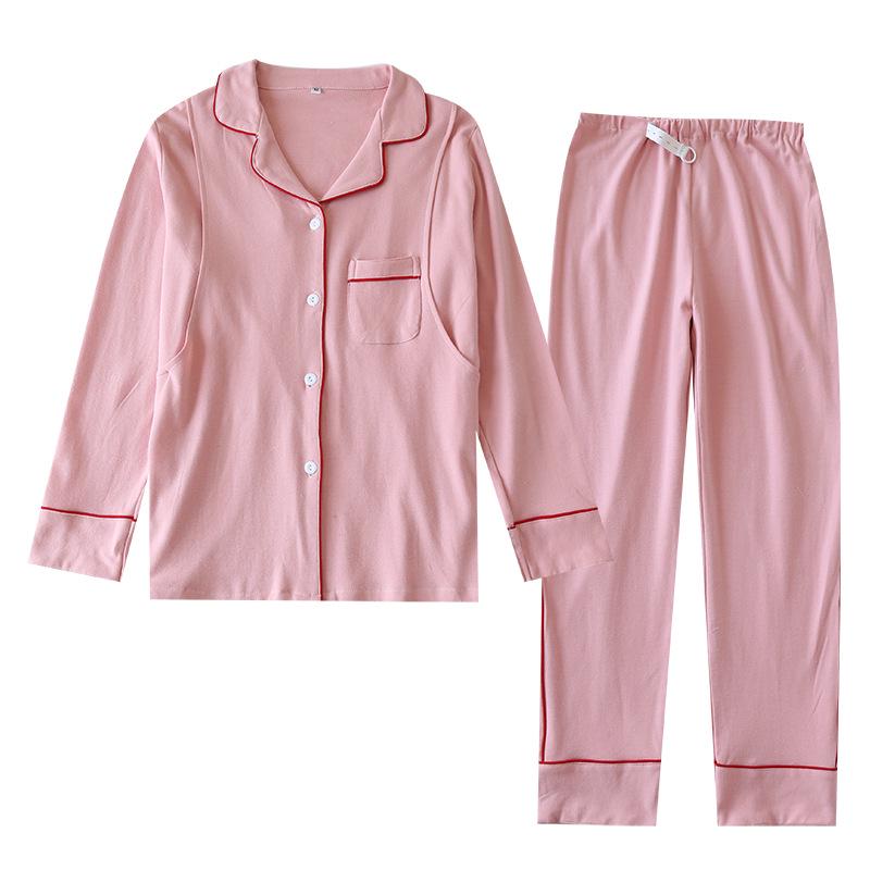 Pure Cotton Knit Maternity Pajama Set - Long Sleeve Nursing Cardigan for Spring & Autumn