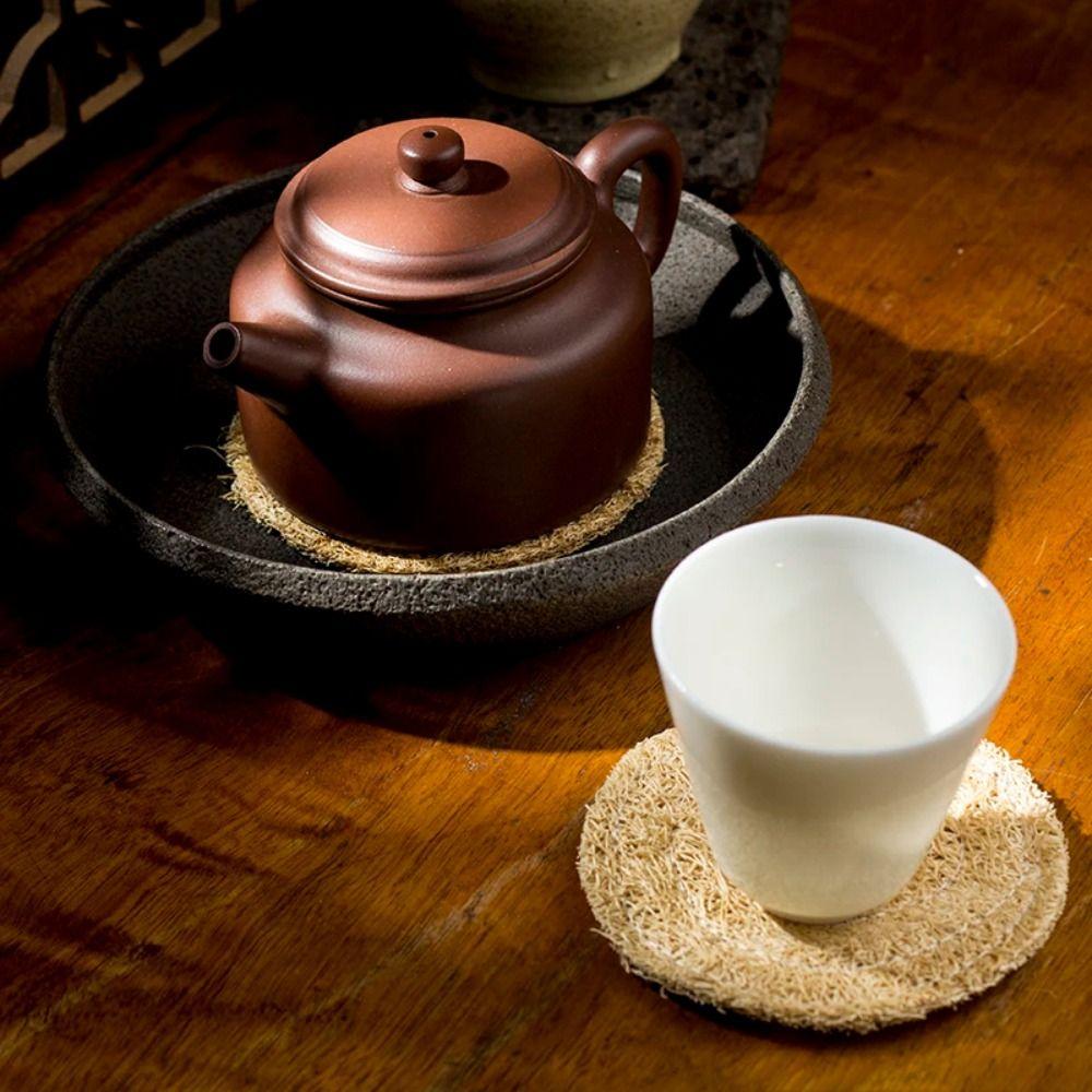 

Loofah Fibre Teapot Pad Round Loofah Mat Home Accessorie Tea Cup Mat Teapot 10cm
