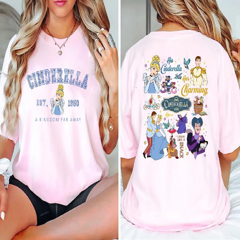 202526 Summer Tshirt Family 100 Cotton Printed Tshirt Loose Breathable Casual Short Sleeve Tshirt Princess Tshirt