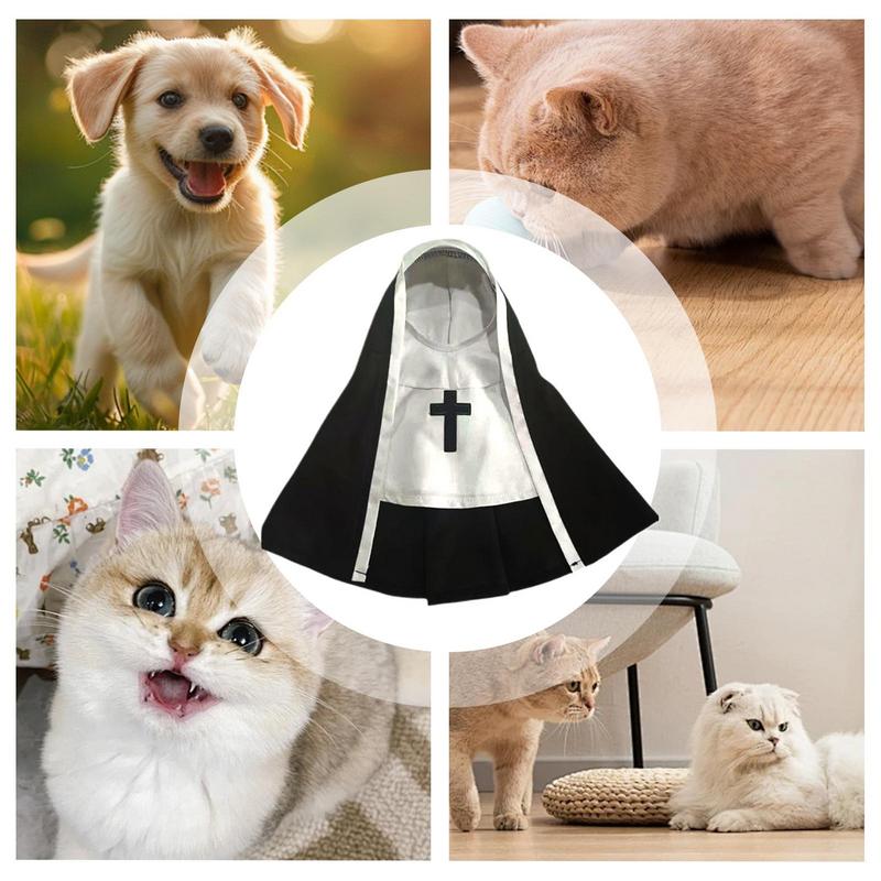 Three-Dimensional Modeling Nun Style Headwear Dress Up Cosplay Pet Costume Set Halloween Dog Transform Clothes