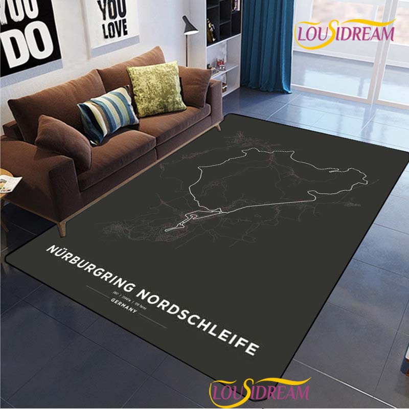 Nurburgring F1 mezinárodní Koberec do obývacího pokoje Ložnice Koberec Dětský Kuchyně Protiskluzová podložka Dárek k narozeninám Fotografické rekvizity Koberec