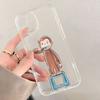 Monkey Brushing Pattern Phone Case Suitable for iPhone 17 16 15 14 13 12 11 Pro/Max/Plus Transparent Anti Drop Back Cover