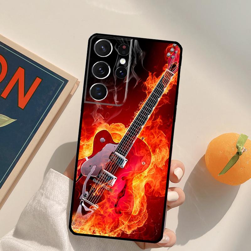 Rock Music Instrument Guitar Phone Case For Samsung Galaxy S22 S23 S21 S20 FE Ultra S8 S9 S10 Plus Note 10 20 Ultra Cover