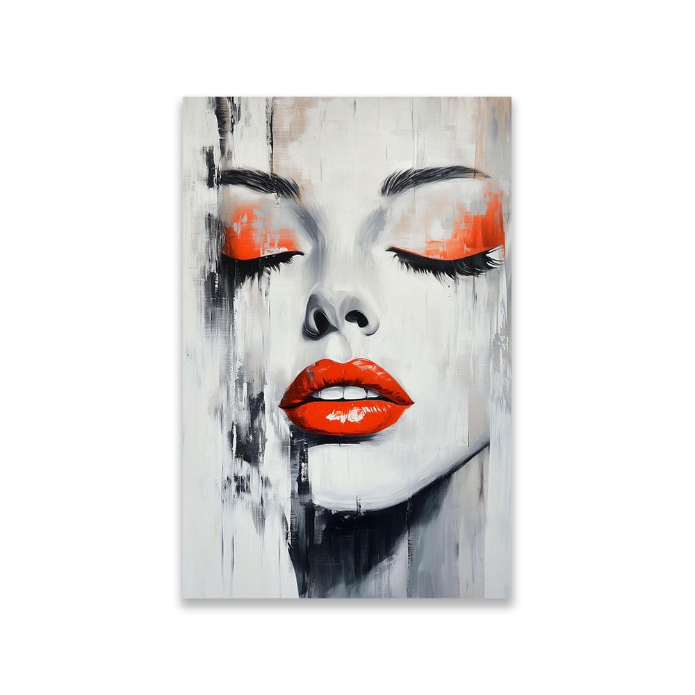 Abstract Woman Portrait Poster Canvas Painting Modern Red Lips Wall Art African Woman Art Print Bedroom Canvas Painting Decor