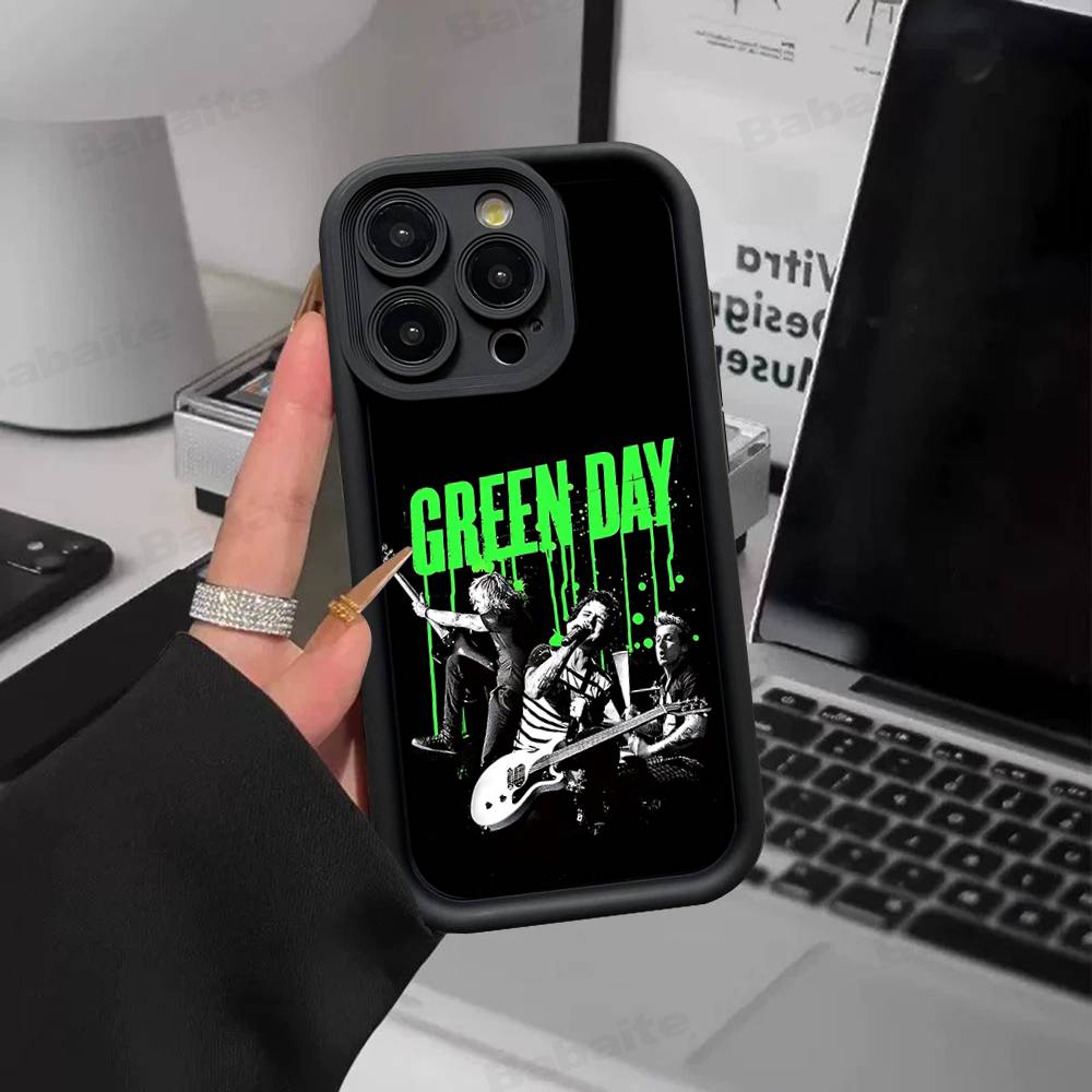 Rock Band G-Green Day Silicone Soft Phone Case For IPhone 17 16 15 14 Plus 13 12 Mini 11 Black Cover