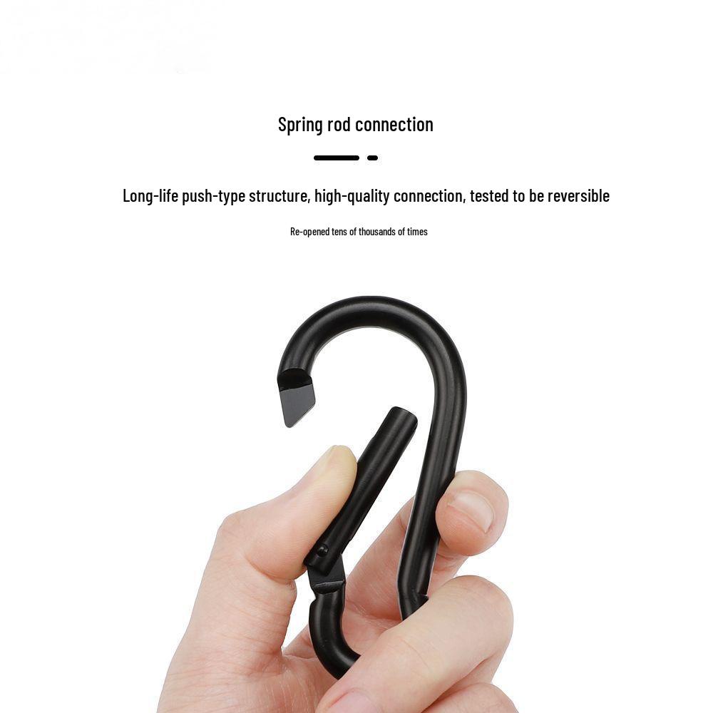 Black Gourd-Shaped Carabiner Keychain with Metal Hook for Outdoor Water Bottles and Backpacks