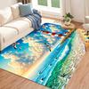 Vintage Ocean Seascape Door Mat, Retro Lighthouse & Seagull Pattern Rug, Non-Slip Washable Decor Carpet for Living Room Bedroom