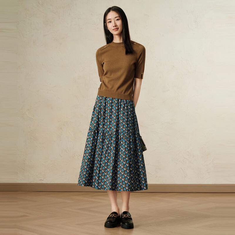 JUZUI Women's Modern Wool Blend Short Sleeve Knit Top