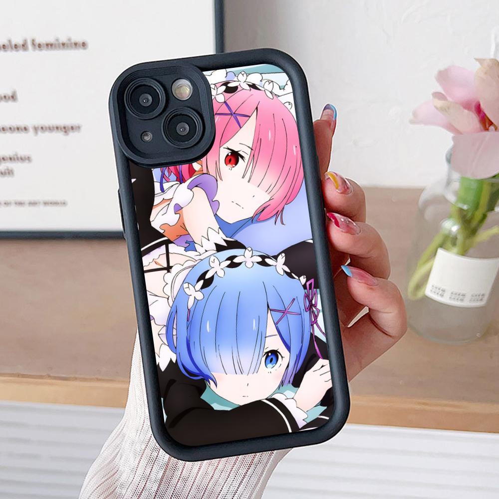 ReZero Rem Ram Thicken TPU Mobile Phone Case for iPhone 17 16 15 14 13 12 11 Air Pro Max Plus Colorful Cover