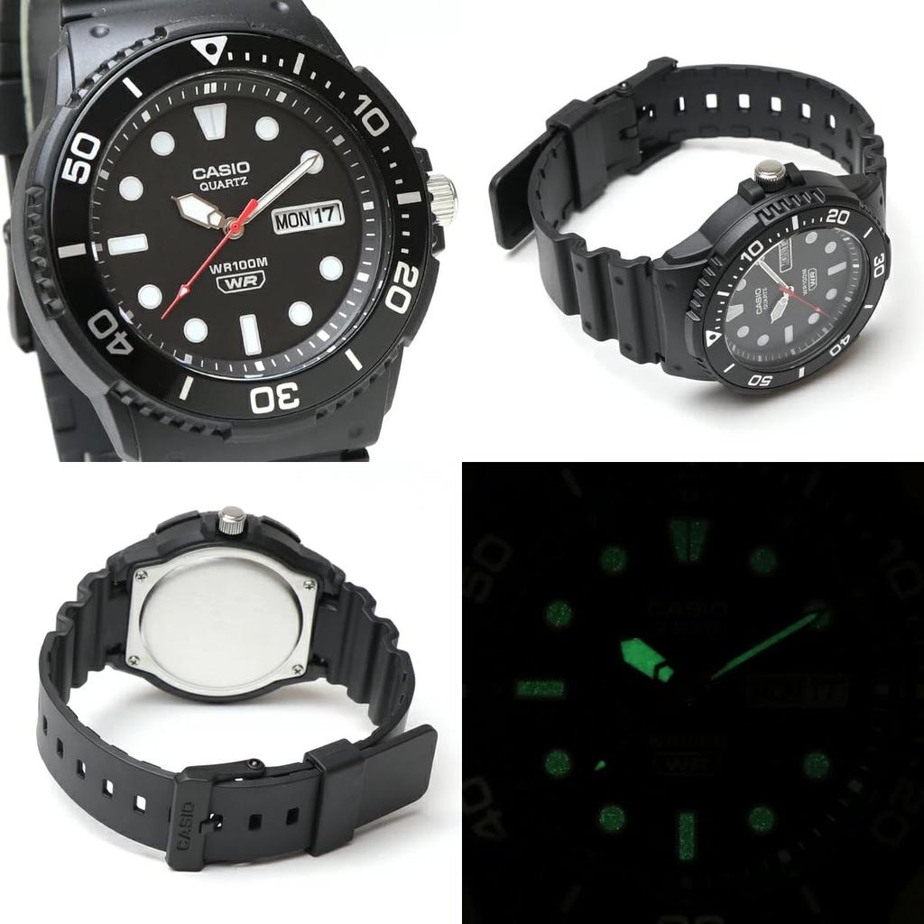 CASIO MRW-230H Analog Men's Watch 100M Water Resistance Aluminum Rotating Bezel Day Date Calendar Day-Date (Black)