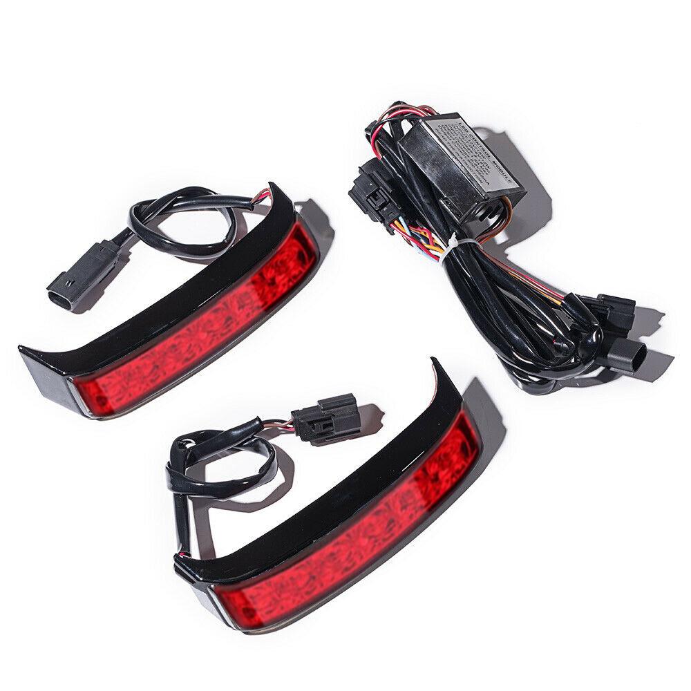 Rear LED Brake Turn Signal Tail Lights for Harley Touring Road King Street Glide 2014-2024, Motorcycle Saddlebag Running Lamps Accent Lights Chrome
