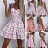 Dámské letní mini plážové šaty bez rukávů s květinovým vzorem