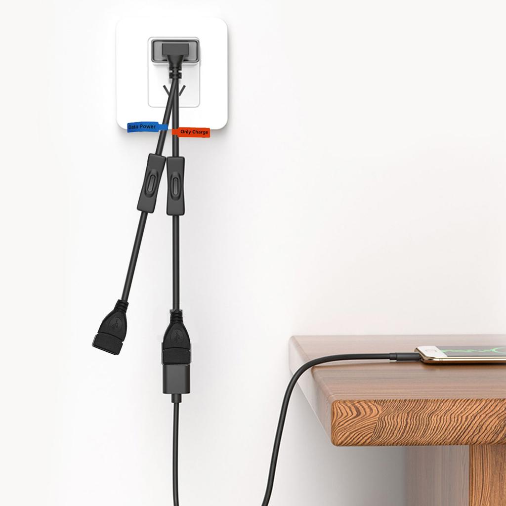 USB Splitterkabel 1 Stecker auf 2 Buchsen Verlängerungs-USB-Kabel mit Ein/Aus-Schaltern Daten Lade Synchronisationskabel für PC