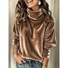 Herfst Winter Hoge Hals Fleece Sweatshirt Dames Los Effen Kleur Fleece Gevoerd Top Mode Veelzijdig Casual Pullover Warm Vest
