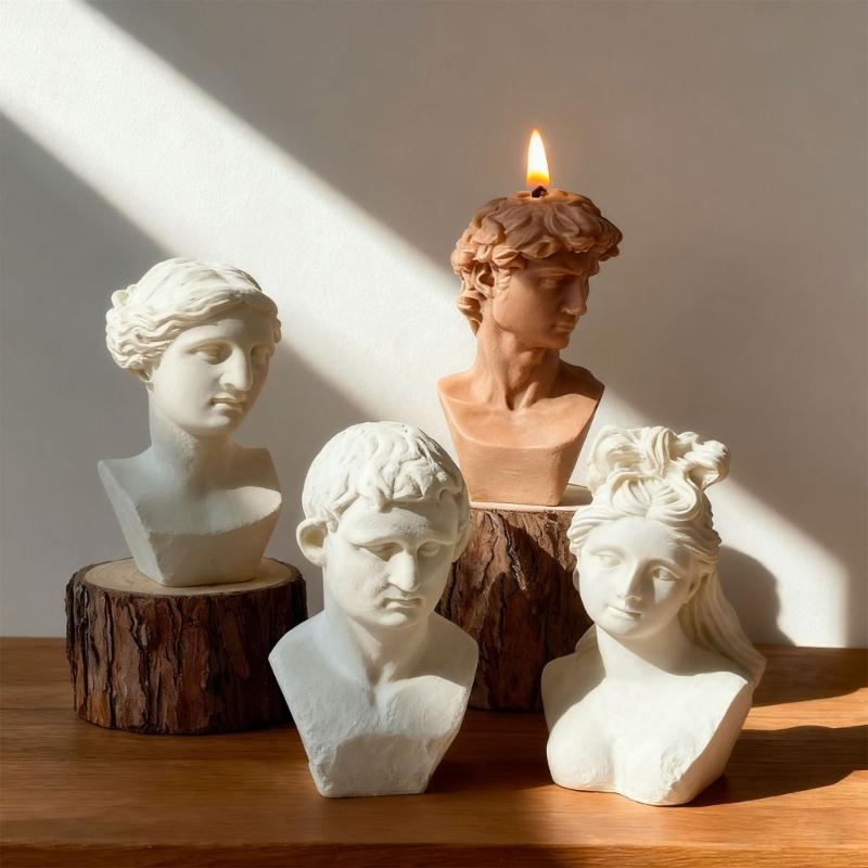 Silicone Mould for Candle Making European Davids Busts Designs Reusable Crafting Aromatherapys Plasters Diffuser Holders
