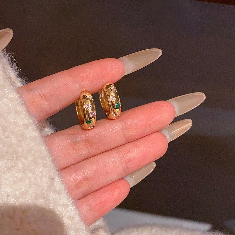 Y2K Zircon Earrings Buckle Irregular Geometric Circle Hoop Earrings Women Girls Sweet Elegant Zircon Gifts Party Wedding