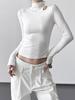 Women's Slim Fit Velvet Turtleneck Long Sleeve T-Shirt, Gray, 2025 Spring/Autumn/Winter Collection.