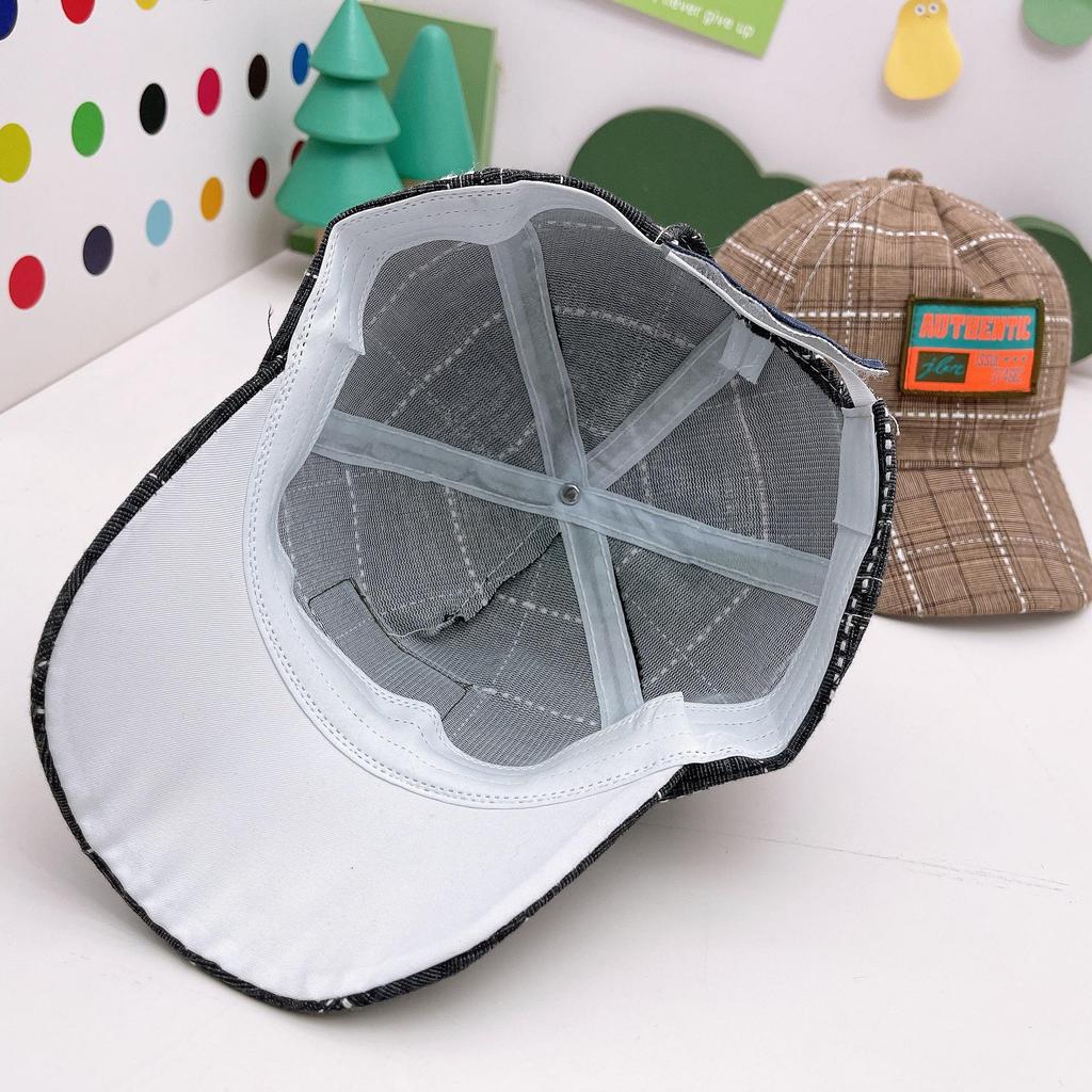 Cartoon Plaid Baby Sun Hat - Breathable Baseball Cap for Boys (Spring & Autumn)