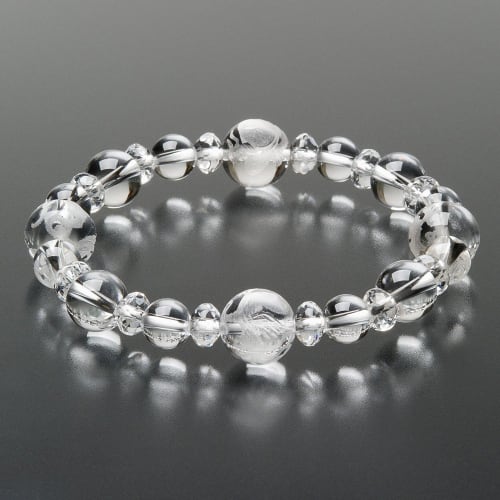 Buddhist Altar Shop Takita Shoten's Special Selection Four Gods Bracelet with Genuine Crystal 10mm, 8mm, and Star-Shaped Crystals, Inner Circumference