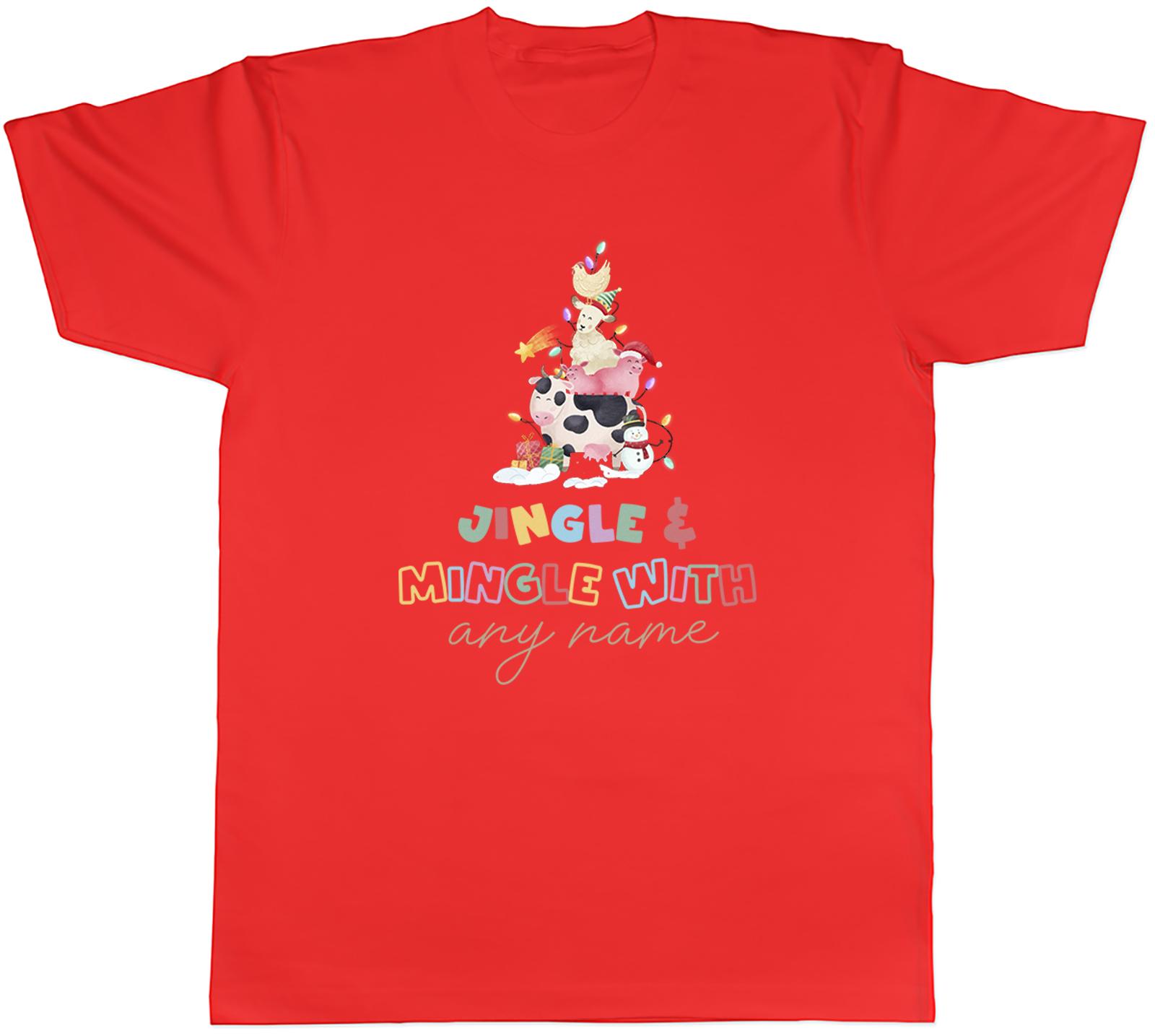 Personalised Jingle Mingle with Any Name Xmas Unisexs TShirt Tee Gift Top S