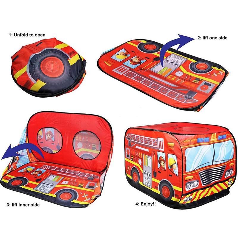 Tenda de Brincar Casa de Jogo Caminhão de Bombeiros Ônibus da Polícia Dobrável Pop Up Brinquedo Casa de Jogo Brinquedos para Crianças Tenda Sorvete Combate a Incêndios Casa Modelo