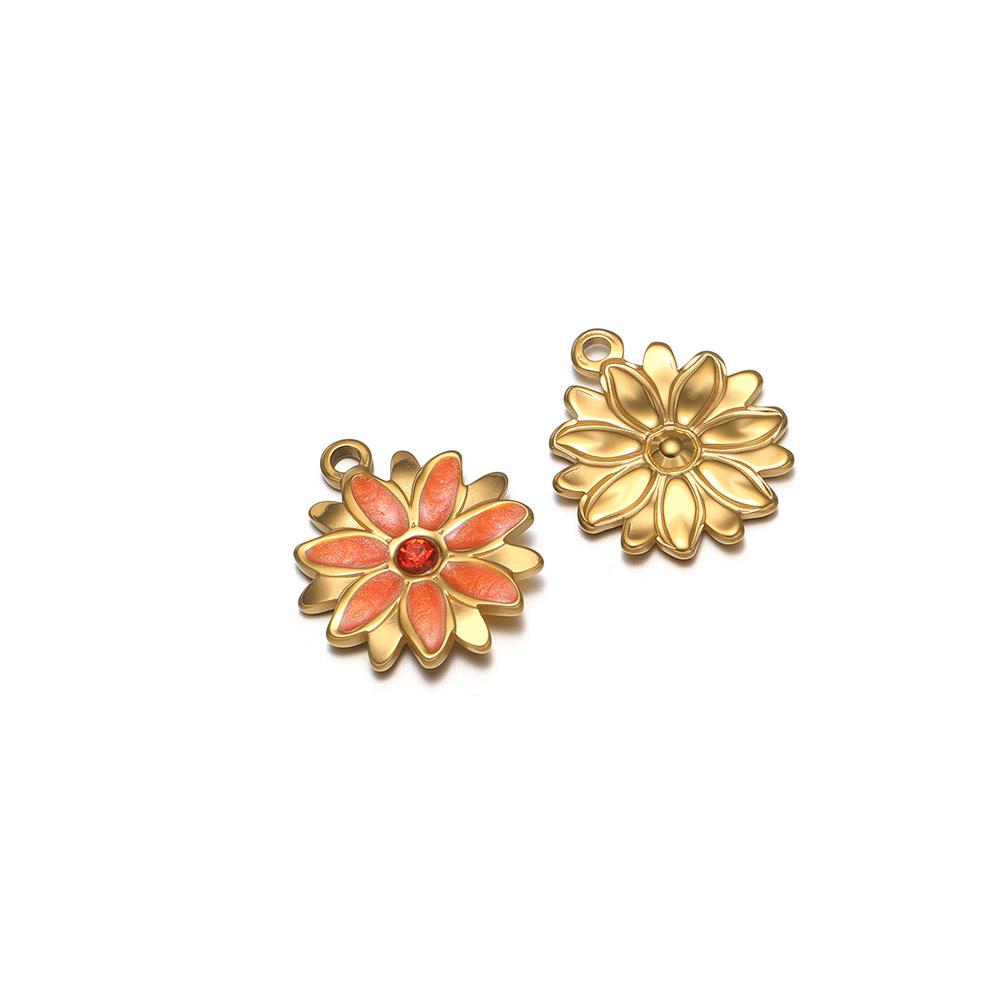 5Pcs Stainless Steel Zircon Sunflower Enamel Charms for DIY Jewelry Findings Girls Necklace Bracelets Pendants Earrings Making