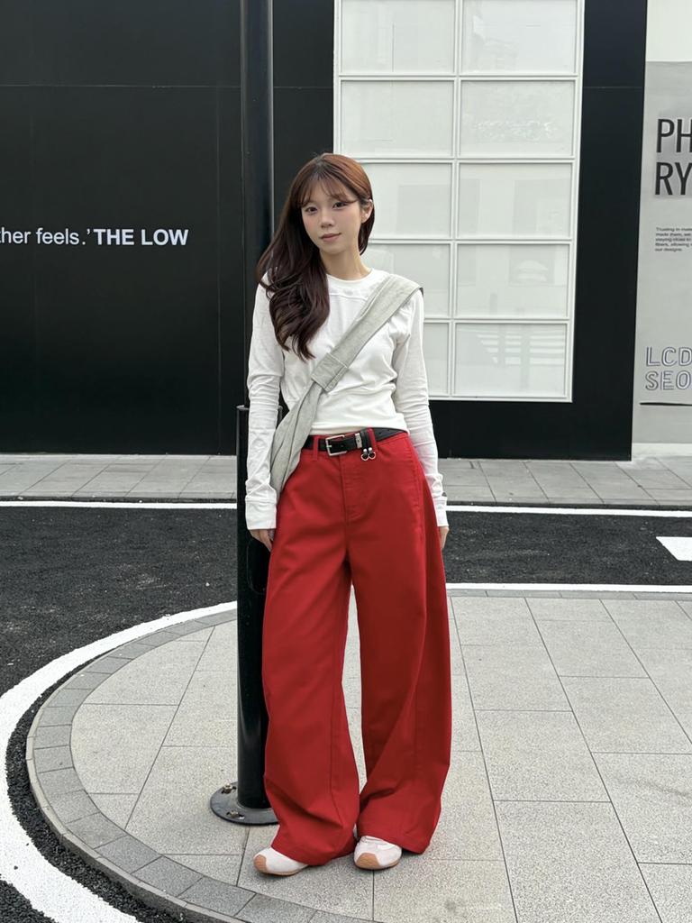 2026 Spring Women's Korean Style Wide-Leg Casual Pants - Loose Slimming, Thirteen Line Design