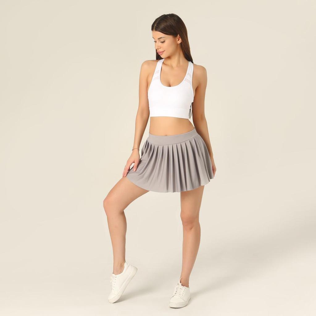 2024 Elastic Waistband Super Short Pleated Skirt, 32 cm Length, No Safety Pants