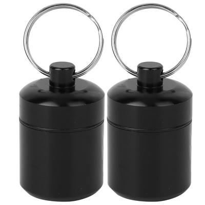 2Pcs Set Aluminum Alloy Mini Medicine Container Box Waterproof Sealing Metal Can with Key Ring for Coin Earplug  Storage
