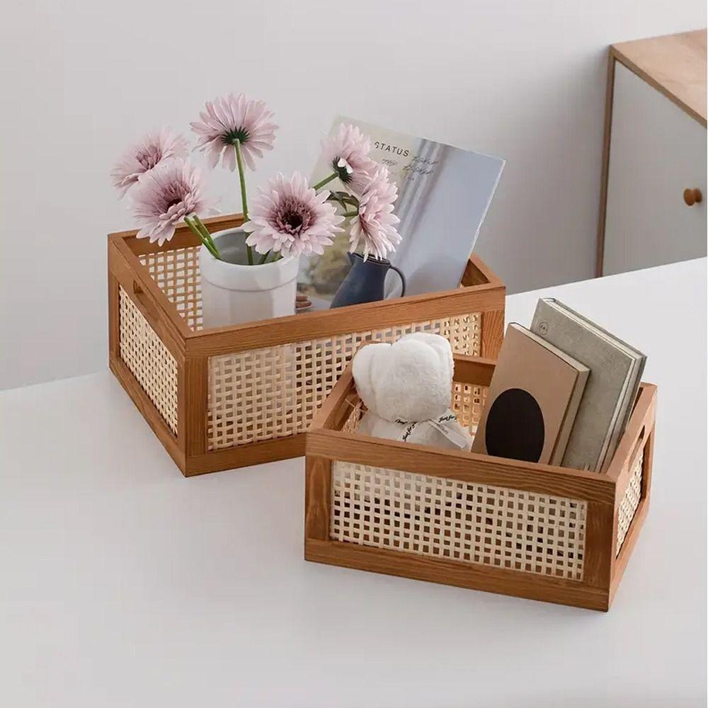 Solid Wood Storage Box Retro Organizer Boxes High Quality Storage Basket  Household