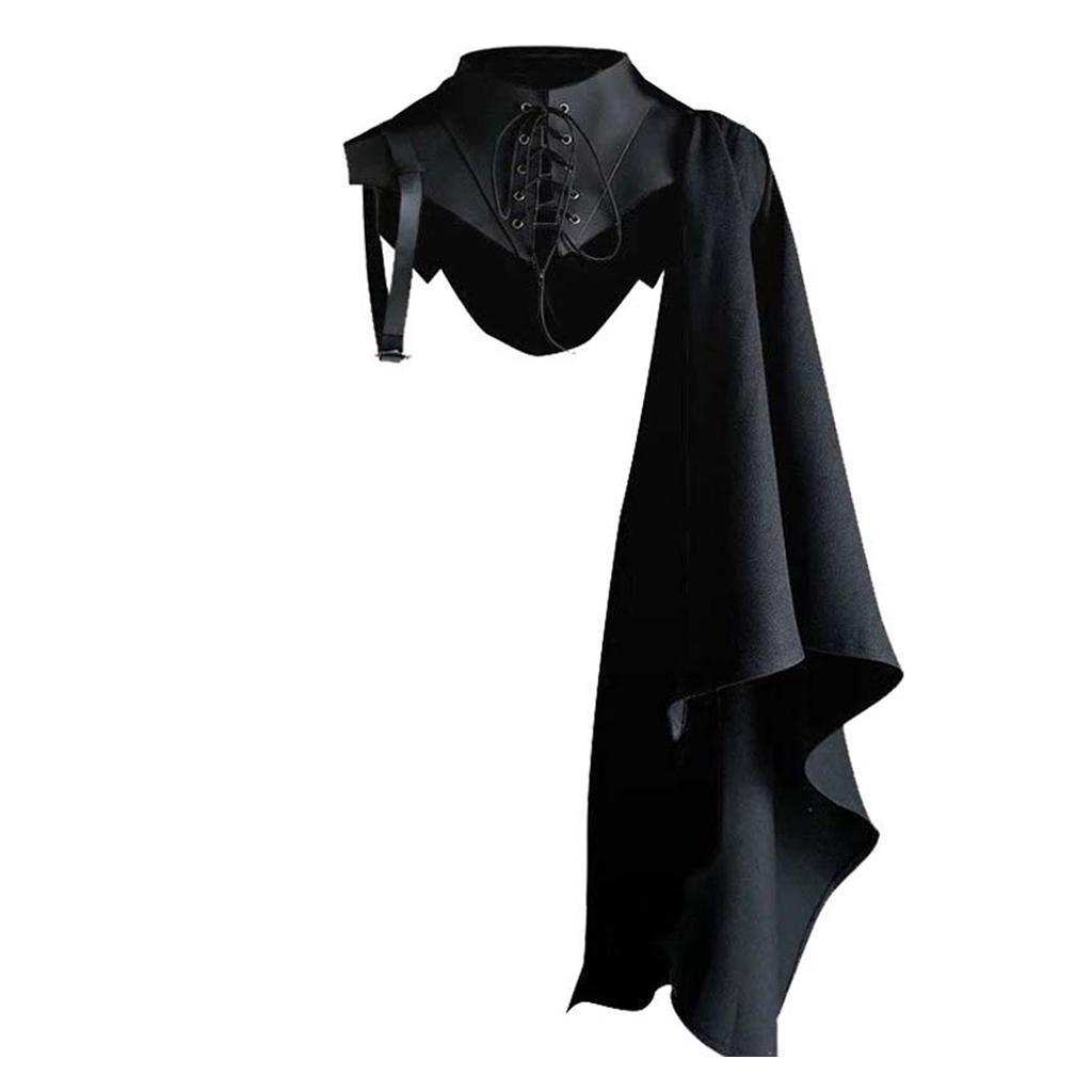 Medieval Party Anime Cosplay Costume Gothic Knight Single Sleeve Shawl Armor Viking Pirate Cloak Hooded Cape Soldier Top