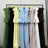 Cross-border Foreign Trade European Beautiful Women Spring and Autumn 2026 New Stand-up Collar Sleeveless Vest Suit Casual Wide-leg Pants Suit