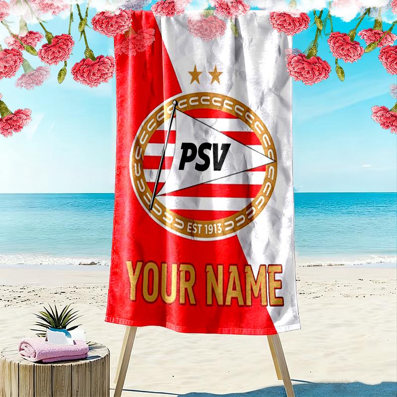 Custom Name PSV Eindhoven Print Beach Towel, Large Soft Quick Dry Towel for Beach Camping Swimming