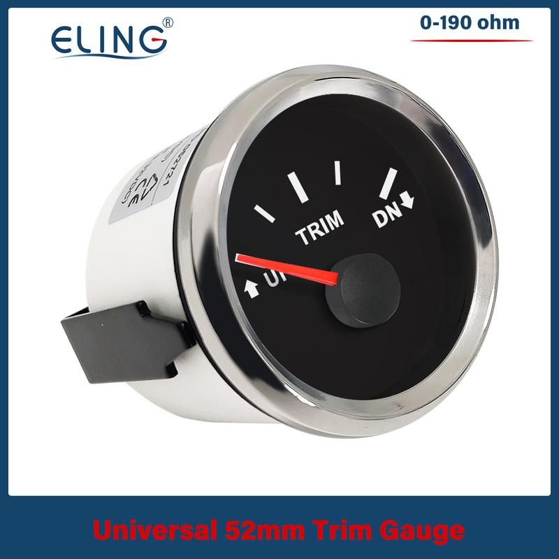 ELING New 52mm Waterproof Marine Trim Gauge Meter UP-DN Inboard Outboard Engine 0-190ohm Signal 12V 24V With Red Backlight