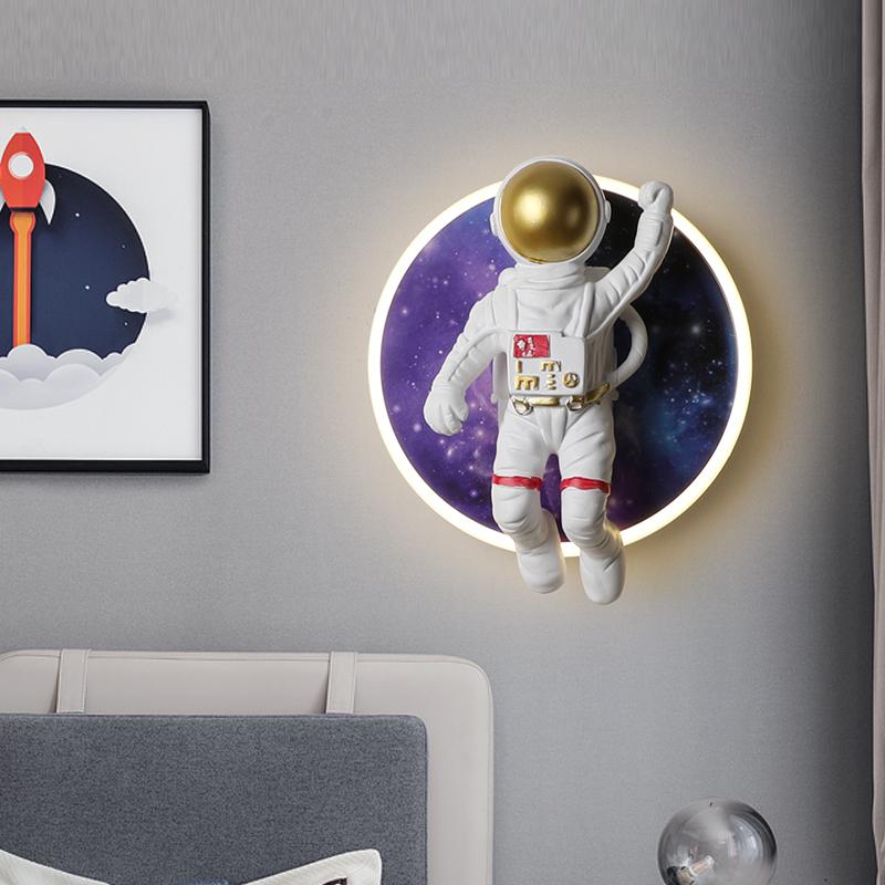 Children's Room Bedside Lamp Boy Female Simple Astronaut Cartoon Wall Lamp Creative Corridor Bedroom Lamp Protection Wall Light