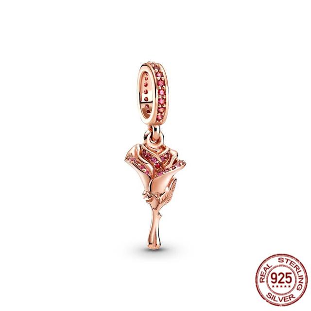 Rose Gold Plated Pendant Charm Gift 925 Sterling Silver Dangle Bead Fit Original Fasion Bracelet Necklace Jewelry For Women