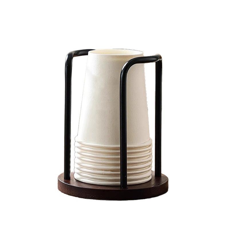 Wooden Paper Cup Holder For Disposable Cups Desktop Coffee Table Storage Shelf Tea Mug Organizer Kitchen Office Accessory