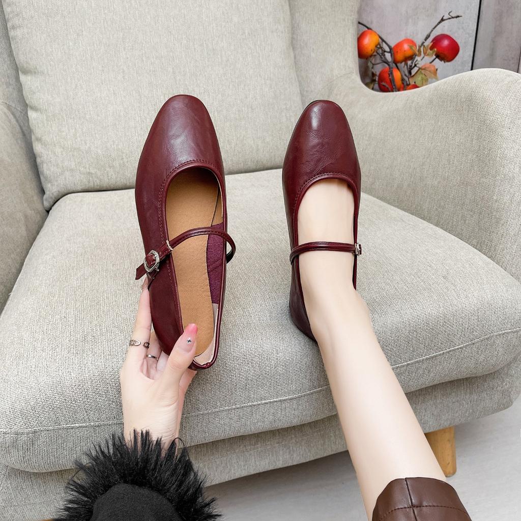 French low-heeled silver square-headed Mary Jane single shoes women's shoes spring and autumn 2025 new summer small red shoes