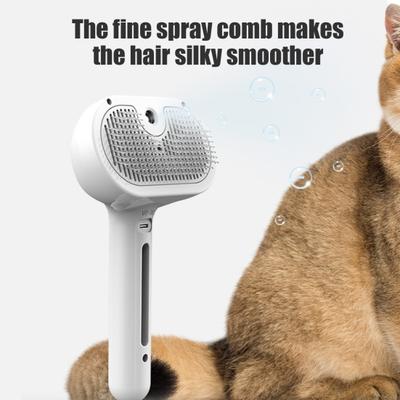 Brosse à vapeur pour chat, peigne rechargeable pour éliminer les poils, avec réservoir d'eau et bouton de déverrouillage, brosse de toilettage à vapeur pour chats et chiens