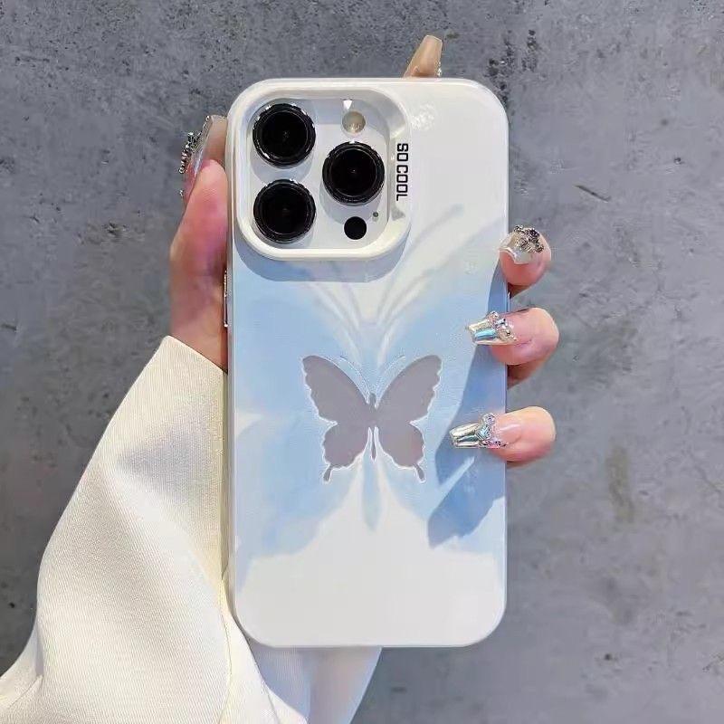Colorful Hollow Butterfly Phone 15 14 13 12 11 Pro Max Shockproof Bumper Back Cover for iPhone 16 Case Funda