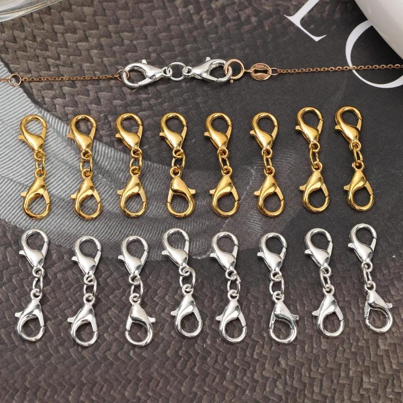 50pcs Metal Double Head Lobster Clasp Extension Claw Connector Suitable for Necklace Bracelets DIY Jewelry Making Accessories