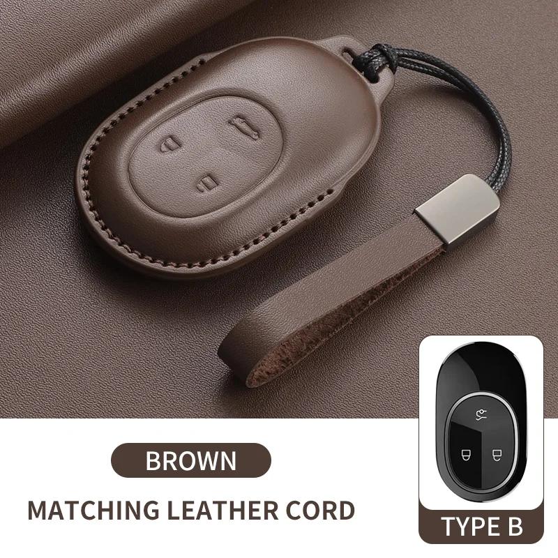 Leather Car Key Case Cover For Wei Lai Nio Es6 Es7 Es8 Et5 Et7 Et9 Ec6 Ec7 Et5T Eve Ep9 - Car Keychain Protection Shell