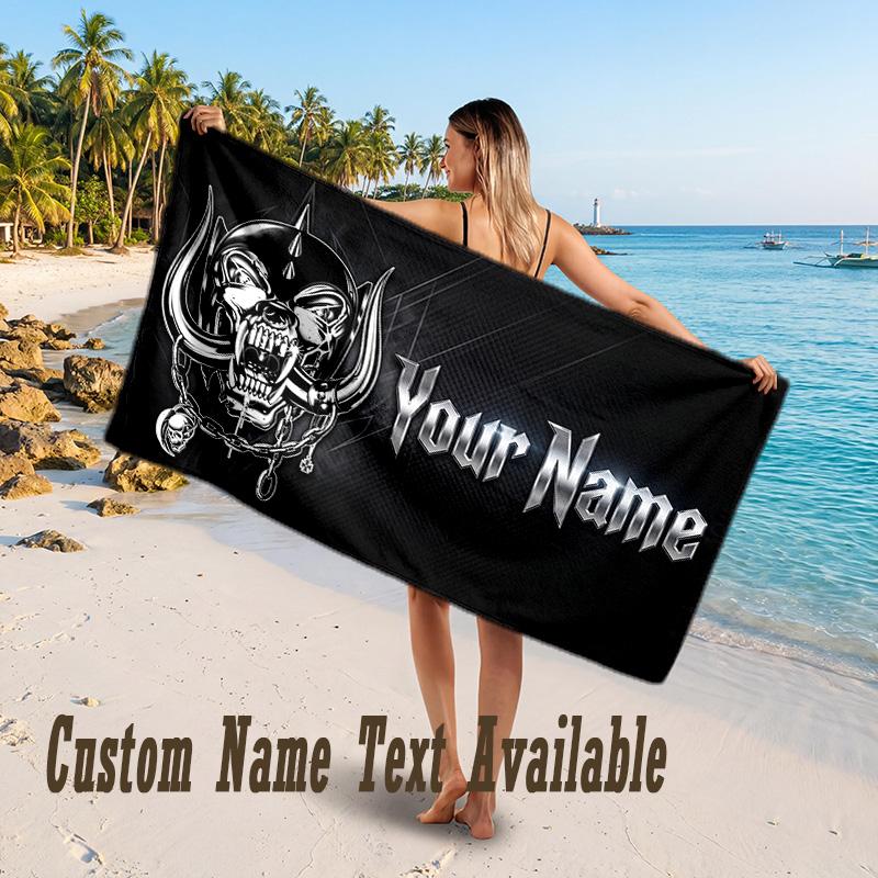 Motorhead Design Beach Towel Custom Text Large Towel for Beach Vacation