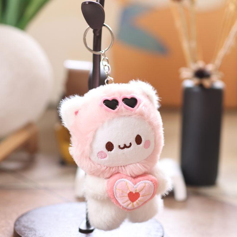 Love Bear Embrace Plush Animal Keychain Pendant Bag Decor For Kids And Teen Gift