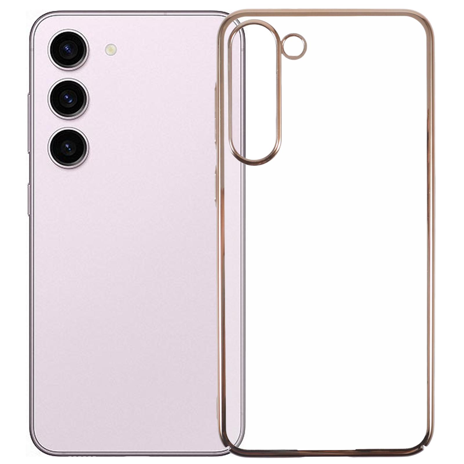 

For Samsung Galaxy S23 Case Hard PC Transparent Protective Cover Electroplating Frame Gold