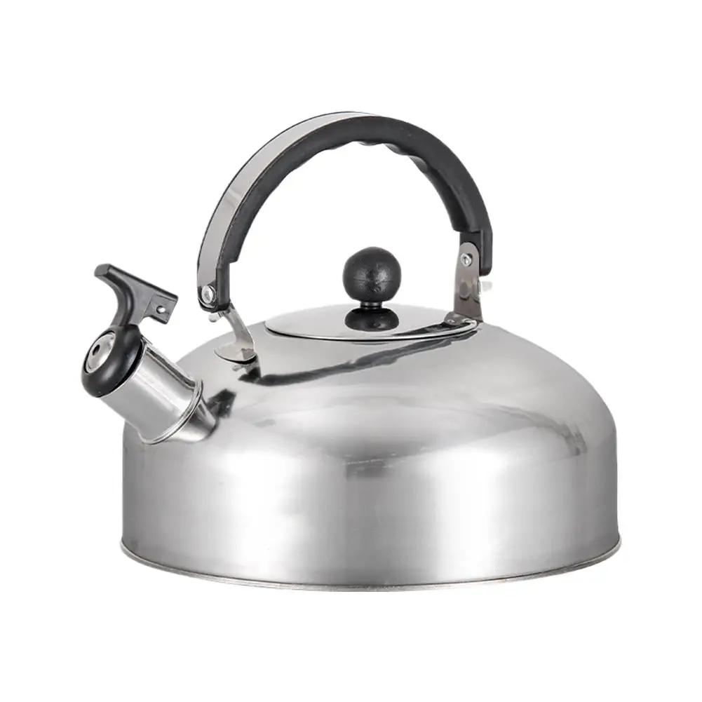 

Stainless Steel Kettle Flat Bottom Camping Whistling Bottle Lightweight Flat Bottom Pot Coffee Teapot For Trips & Home & Of G1Q0 срібний