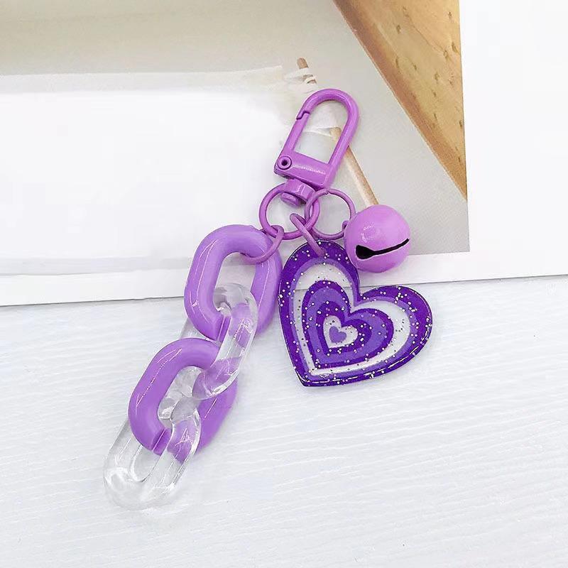 1PC Car Keychain Small Fresh Pendant Bag Hanging Jewelry Colourful Bell Creative Love Chain Keychain Double Layer