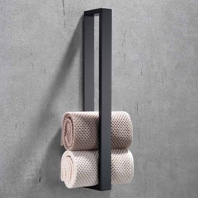 Tuqiu Towel Hanger Black Towel Holder Stainless Steel Towel Rack Nail Free  Bathroom Towel Rail Square Towel Holder