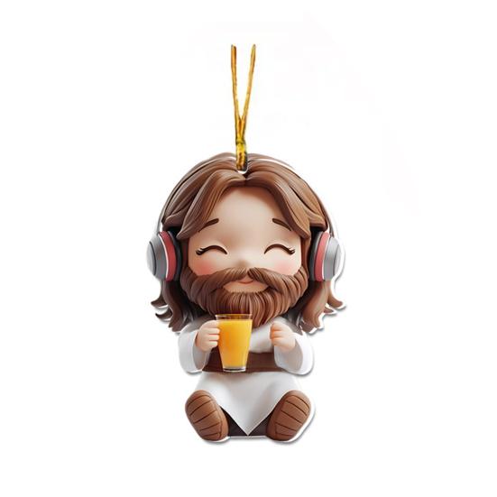 Car Rearview Mirror Ornament 2D Flat Hanging Pendant with Lanyard Easy To Hang Backpack Keychain Decoration