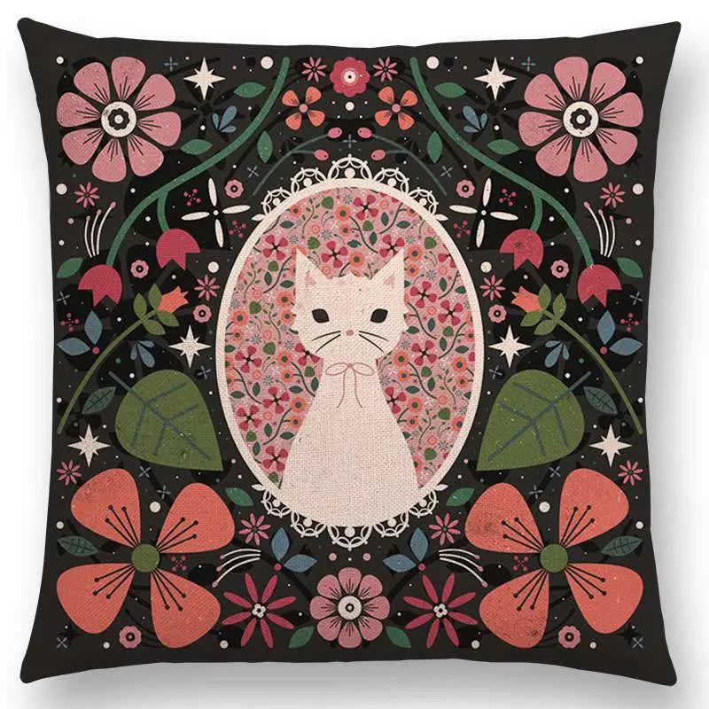 Niedliche Cartoon-Tiere Sofa Überwurf Kissenbezug Blumen Blatt Mond Sterne Nachthimmel Fuchs Flamingo Katze Schwan Vogel Narwal Kissenbezug